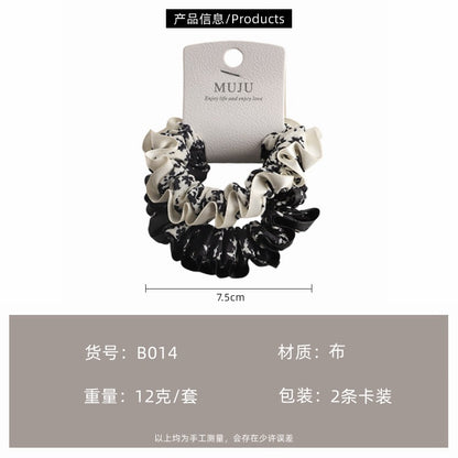 C廠【B014】2條卡裝髮繩韓系花邊小腸髮圈時尚褶皺頭繩條碼髮飾綁馬尾皮筋 25.05-5「C廠-單筆結帳需滿，NT$500出貨(不含運費)」