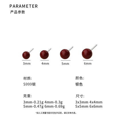 D廠【YC7161E】S999足銀安可拉紅珍珠耳環簡約多尺寸幾何輕奢大氣耳飾 25.07-1