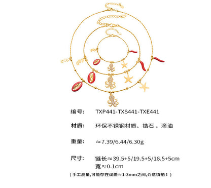 B廠【TXP441】5A鋯石八爪魚海洋風DIY多配件吊墜手鍊腳鍊項鍊不鏽鋼套裝
 25.10-4