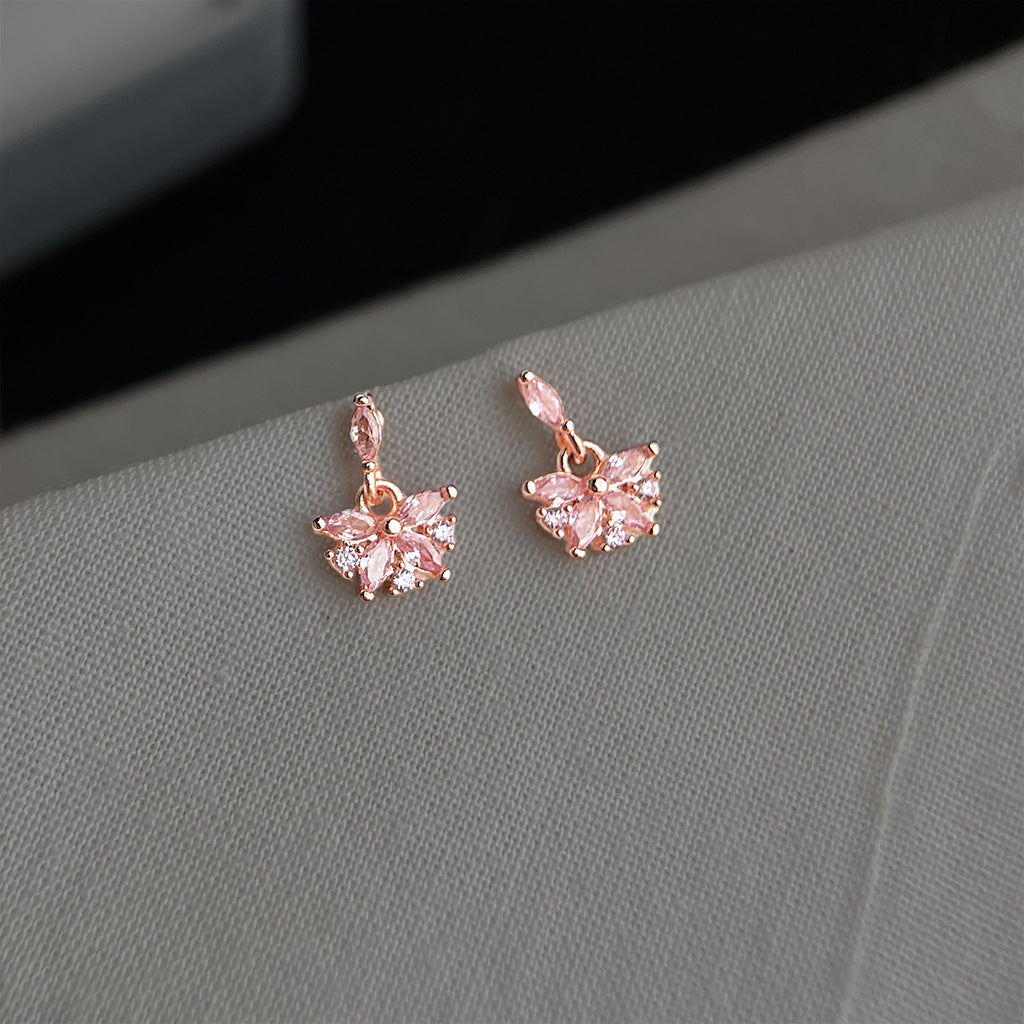 A廠【7504】鑲嵌鋯石時尚高級感清新甜美簡約花朵小耳環新款學生耳飾飾品
 26.04-3