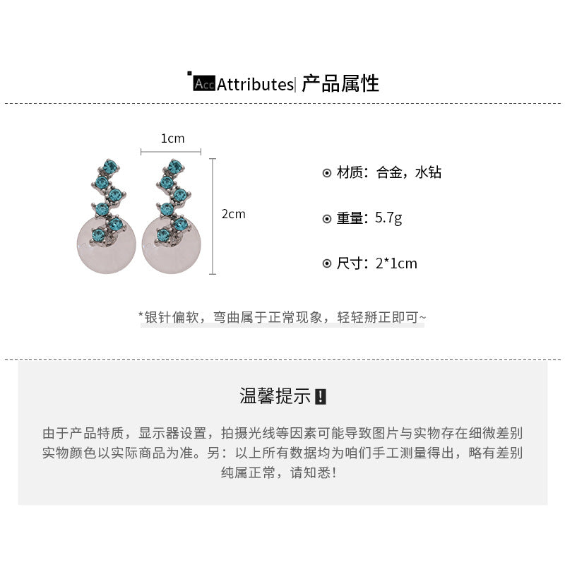 A廠【HE27705】925銀針鑲鑽水晶吊墜耳環夏日冰透簡約百搭氣質耳環輕奢高級感耳飾女 25.07-2