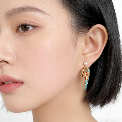 A廠【7386】敦煌繫飄帶原創小眾設計時尚國潮高級感琺瑯彩繪手工滴釉耳飾耳環
 26.01-4