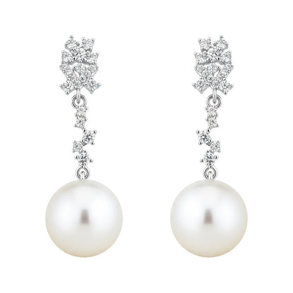 A廠【7394】春夏微鑲鋯石清新甜美氣質優雅925銀針新款大珍珠耳環耳飾女
 26.02-4