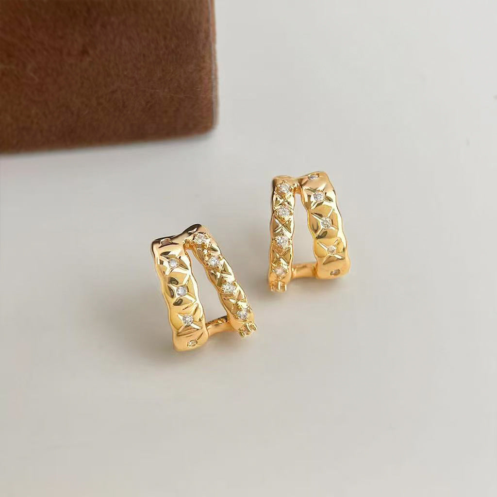 A廠【7222】微鑲鋯石時尚高級感幾何925銀針保色 新款輕奢風芒星耳飾耳環
 25.12-2