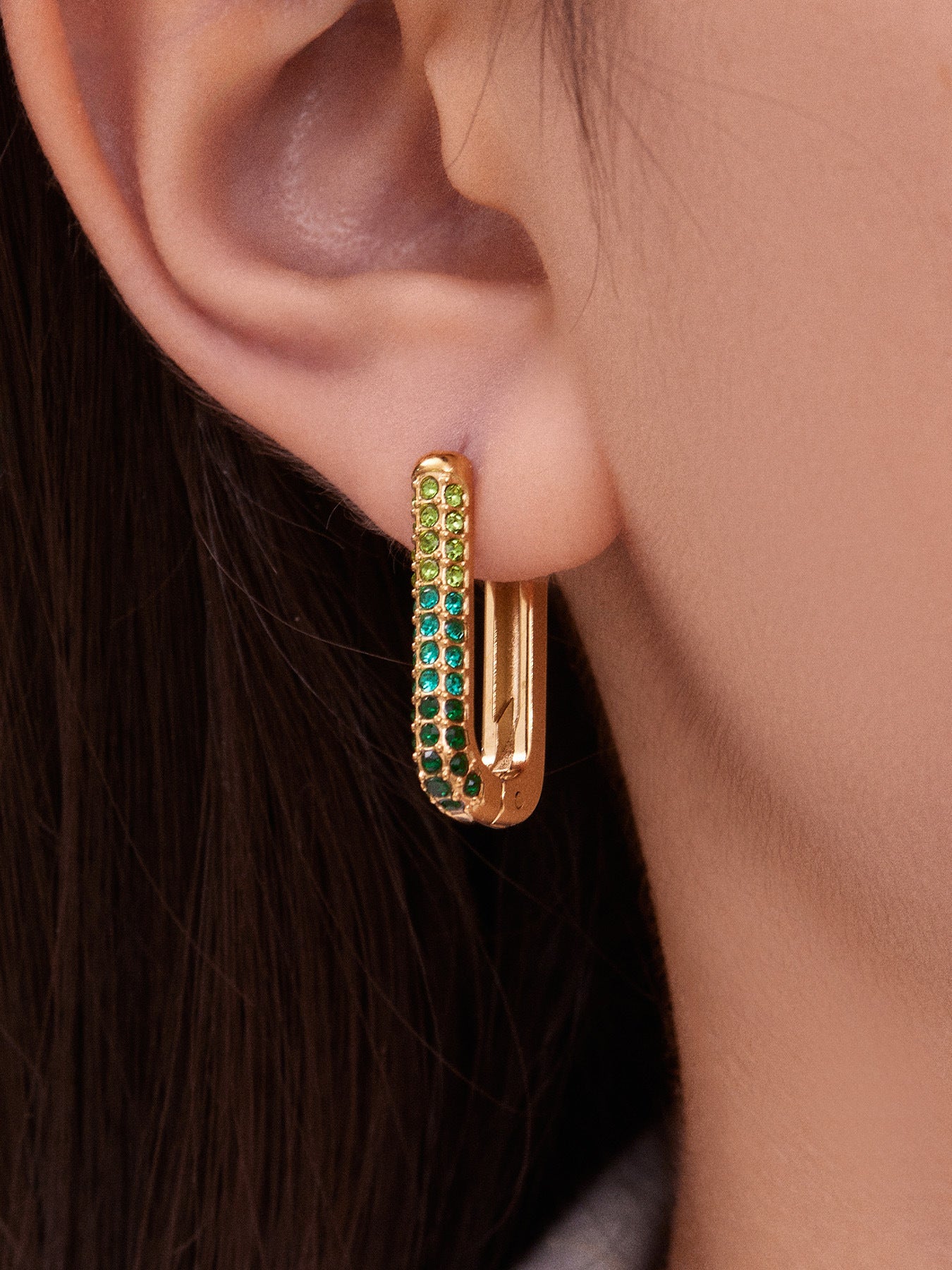 B廠【F836】跨國新款彩色5A鋯石長款U型耳扣耳圈不鏽鋼鍍18k真金不掉色
 25.11-2