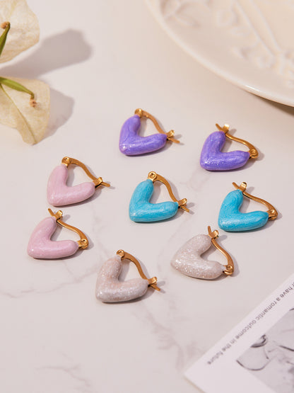 B廠【F924】ins跨境熱銷款不對稱滴油愛心耳環輕奢高質感耳扣鍍18k真金
 25.11-2