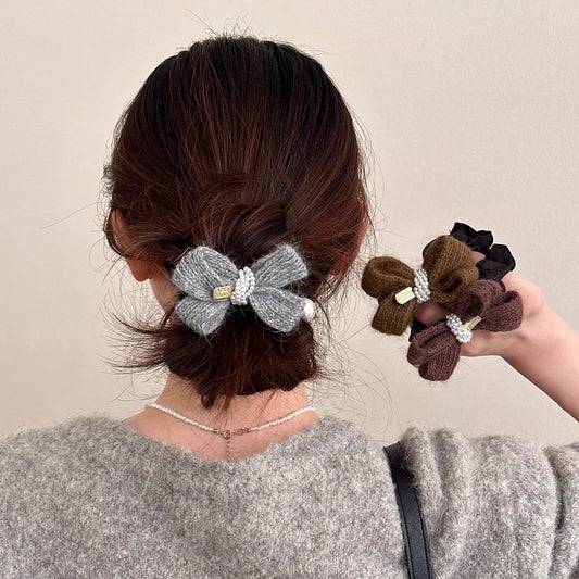 C廠【Y1072】秋冬毛線蝴蝶結針織髮圈女款高級感百搭頭繩扎丸子頭馬尾髮繩頭飾
 26.01-2