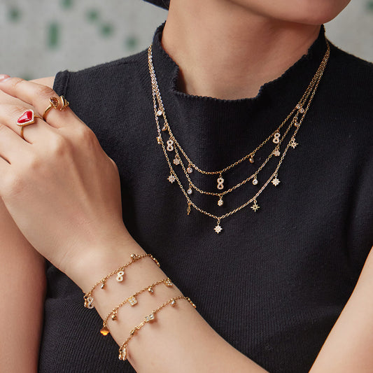 B廠【TXP570】歐美時尚新款小號8字花滿鑽5A鋯石設計DIY多配件項鍊手鍊組合套
 26.03-2