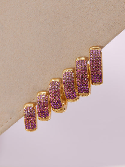 B廠【F931】彩色鋯石拼色圓圈耳環大中小尺寸耳扣不銹鋼鍍18k真金飾品
 25.11-2