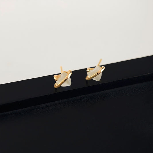 A廠【3533】玻璃貓眼石愛心迷你小耳環時尚通勤簡約心型星球甜美可愛小巧耳飾
 26.02-4