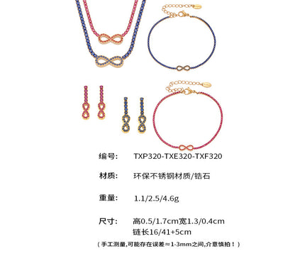 B廠【TXP320】不鏽鋼5A鋯石2mm迷你爪鑽鏈8字耳環手鍊項鍊首飾組不掉色 25.08-2