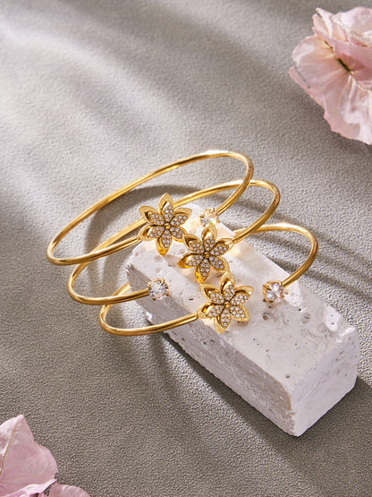 B廠【TXF545】歐美時尚5A鋯石雙層花朵愛心多吊墜項鍊氣質手鍊耳環戒指手鐲套裝
 26.02-4