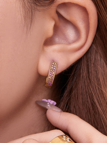 B廠【F670】超閃5A鋯石U型卡扣彩鑽耳扣歐美風時尚輕奢百搭不鏽鋼耳飾
 25.11-1