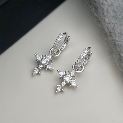 A廠【8315】輕奢滿鑽十字架吊墜可拆耳扣耳環飾品
 26.10-4