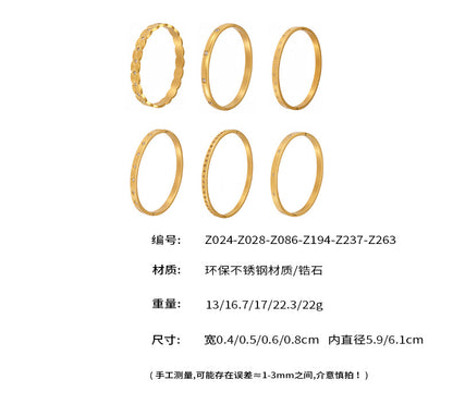 B廠【Z024】跨境新款簡約鈦鋼時尚鑲鑽素圈手鐲女歐美時尚女士手鐲手飾 25.07-2