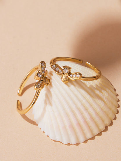 B廠【A569】跨國不鏽鋼鑲鋯石開口戒指組合鍍18k真金時尚簡約尾戒
 25.10-1