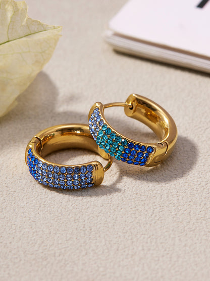 B廠【F931】彩色鋯石拼色圓圈耳環大中小尺寸耳扣不銹鋼鍍18k真金飾品
 25.11-2