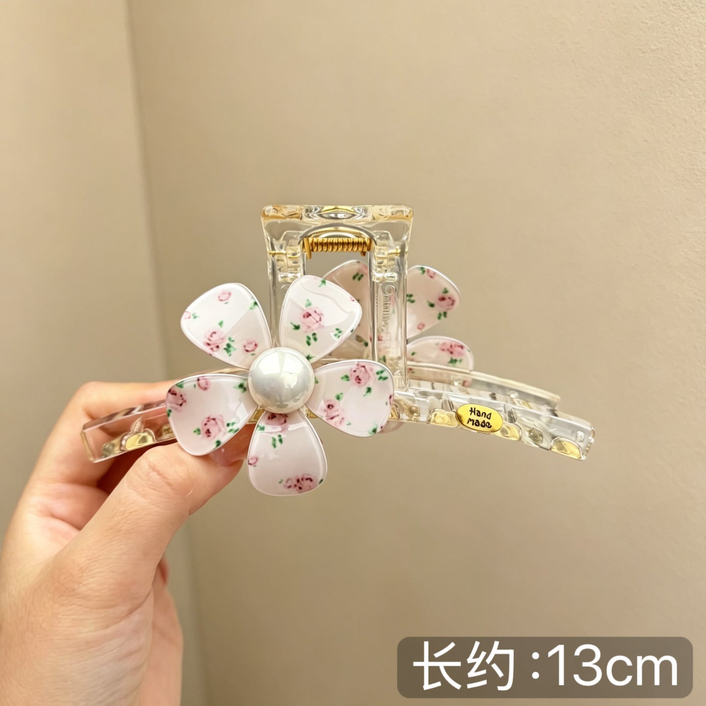 C廠【X519】花朵透明抓夾女後腦勺髮夾氣質盤髮鯊魚夾子大號髮量多蝴蝶結髮飾
 26.06-4