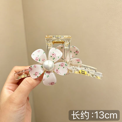 C廠【X519】花朵透明抓夾女後腦勺髮夾氣質盤髮鯊魚夾子大號髮量多蝴蝶結髮飾
 26.06-4