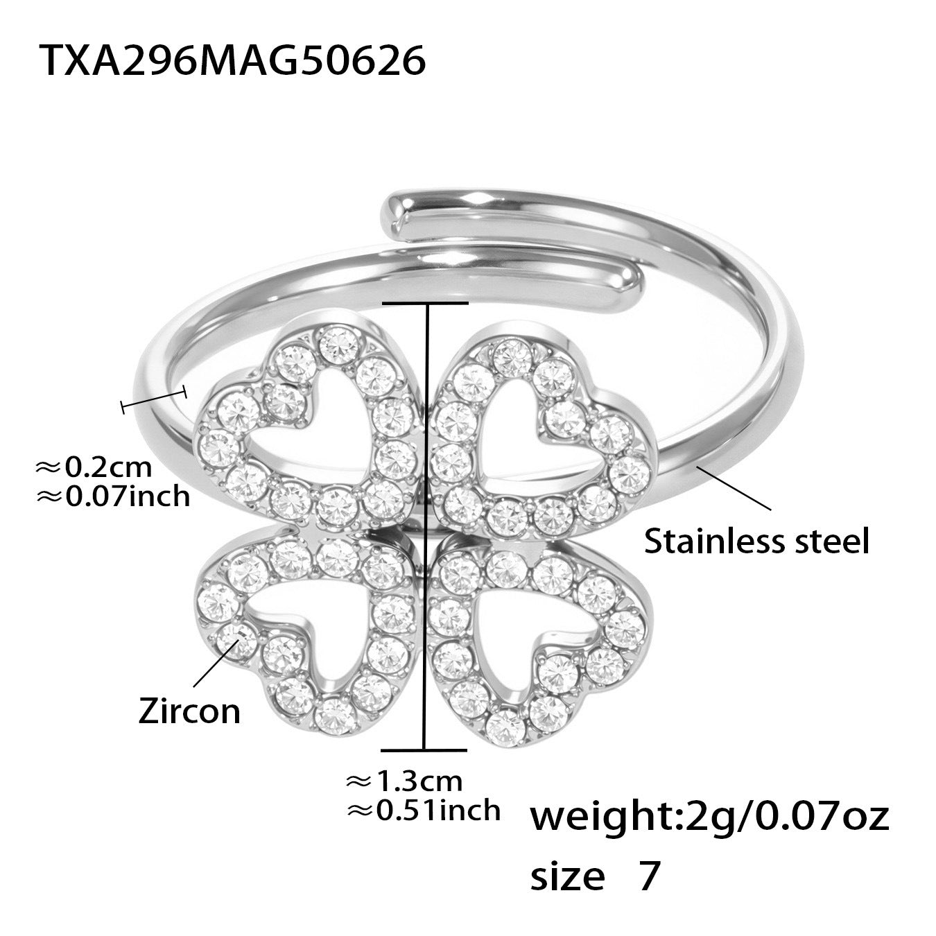 B廠【TXP296】5A鋯石超閃小鑽四葉花飾品組項鍊手鍊戒指不鏽鋼18k鍍金 25.07-1