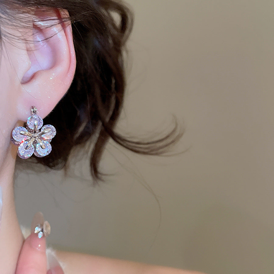 A廠【WE5046】韓系ins鋯石花朵雙面耳扣溫柔甜美小眾氣質耳環輕奢高級感耳飾女
 25.11-1