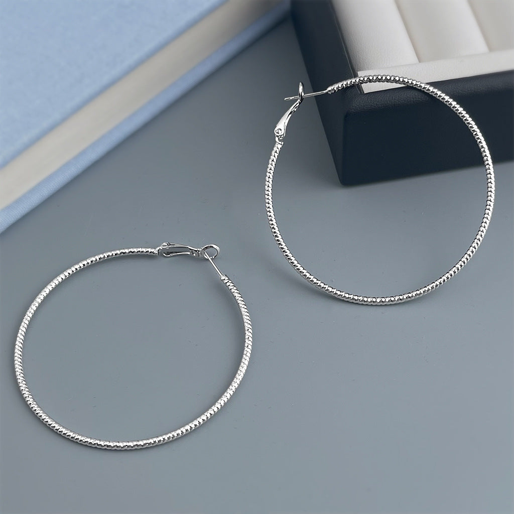 A廠【7165】時尚個性冷淡風大耳圈圓圈銀針高級感通勤百搭耳環
 25.11-4