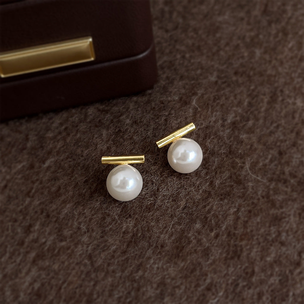 A廠【8332】平衡木珍珠耳釘耳飾
 26.10-3