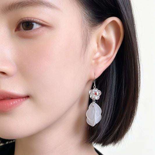 A廠【7693】度假風森系甜美玻璃琉璃流蘇耳環個性小眾手工飾品耳飾
 26.06-2