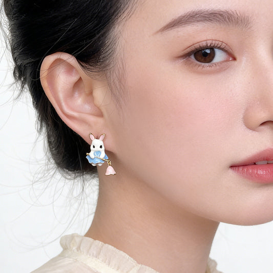 A廠【7521】兔子精靈~原創設計琺瑯滴釉手工彩繪清新甜美童話創意可愛耳飾耳釘
 26.04-4