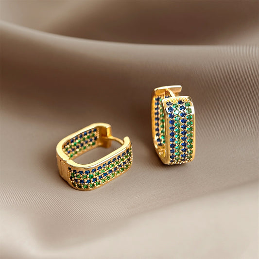 A廠【7240】時尚高級感滿鋯石幾何方形耳環中古風新款耳環飾品
 25.12-4