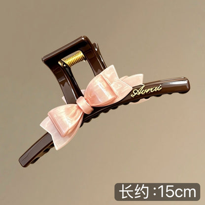 C廠【X458】甜美氣質粉紅蝴蝶結髮夾女2026新款後腦勺頭髮抓夾精緻漂亮鯊魚夾
 26.06-2