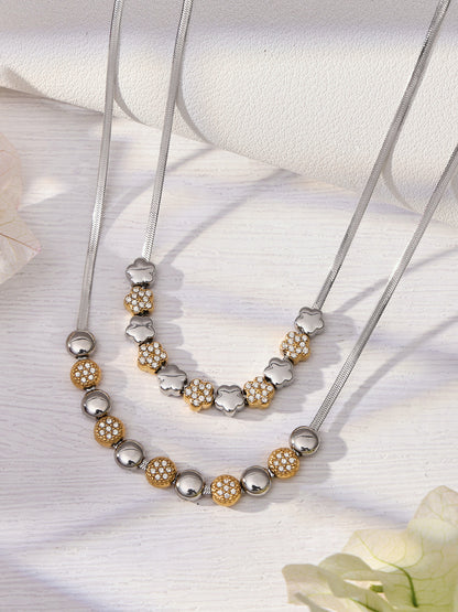 B廠【TXP102】歐美ins時尚小眾設計微鑲鋯石五角星拼色項鍊手鍊套裝不銹鋼飾品
 26.03-2