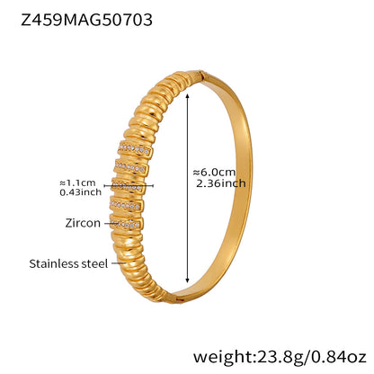 B廠【Z454】滿鑽5A鋯石卡扣高品質超閃手環組合不鏽鋼鍍18k真金不掉色 25.07-3
