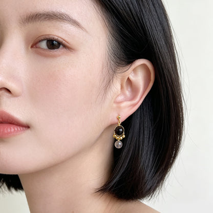 A廠【8214】 美拉德風天然石虎眼石貓爪新款手工耳環女氣質高級感復古耳飾
 26.09-4