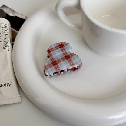 C廠【X128】簡約格紋抓夾女高級感2026新款韓系ins氣質髮夾後腦勺鯊魚夾頭飾
 26.04-3