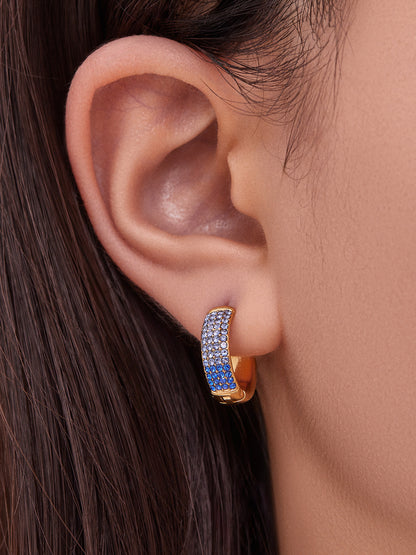 B廠【F931】彩色鋯石拼色圓圈耳環大中小尺寸耳扣不銹鋼鍍18k真金飾品
 25.11-2