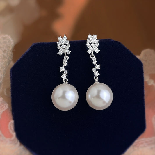 A廠【7394】春夏微鑲鋯石清新甜美氣質優雅925銀針新款大珍珠耳環耳飾女
 26.02-4