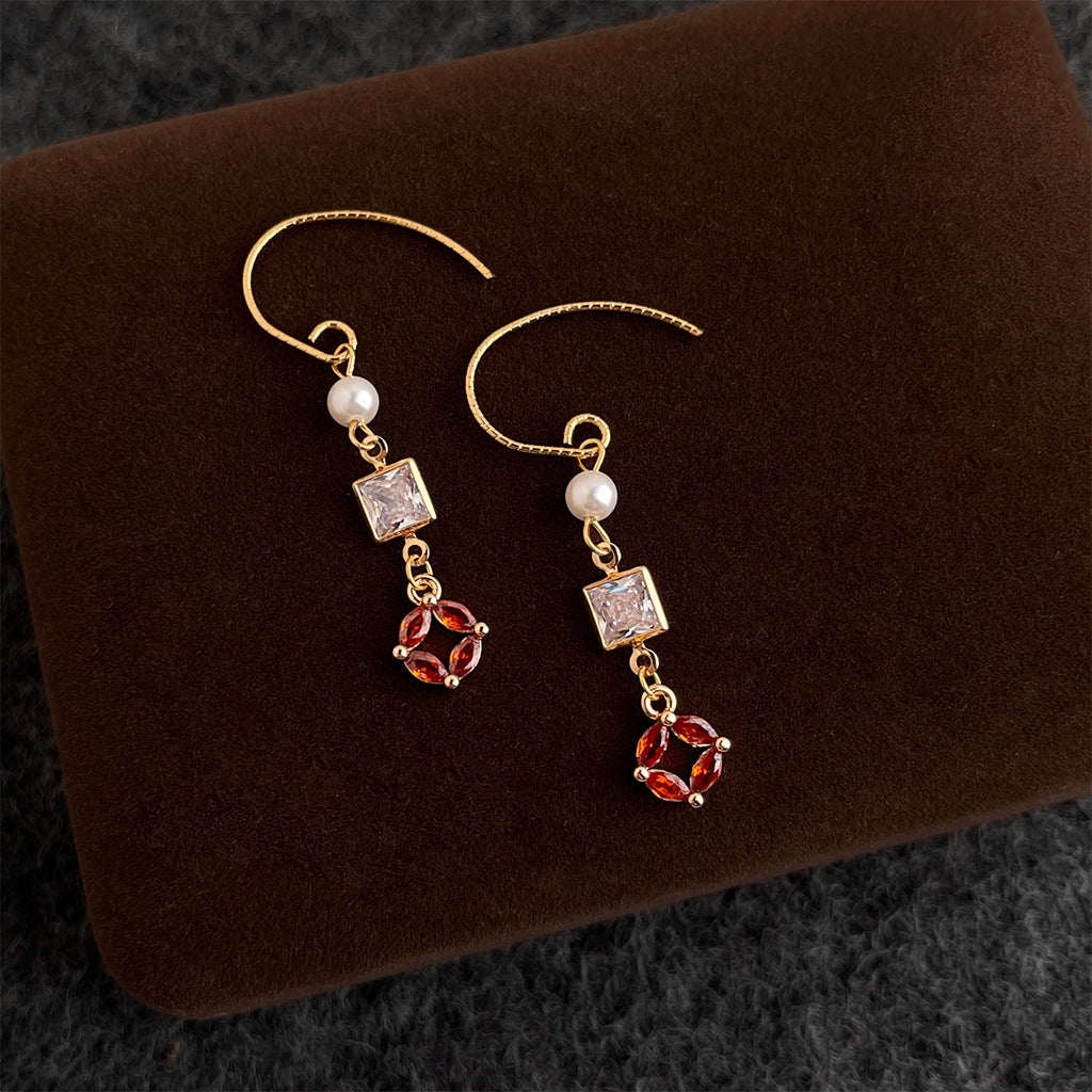 A廠【7367】文藝復古新中式鑲嵌鋯石長款新款耳環女國潮個性耳環女
 26.01-4