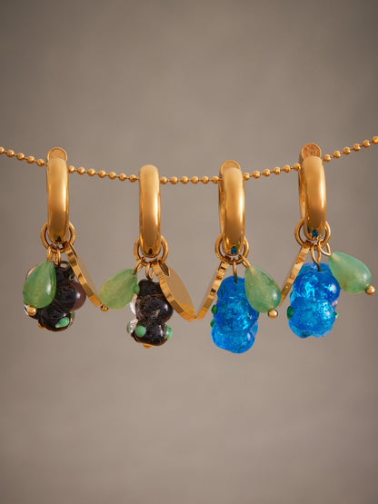 B廠【F627】時尚耳飾女士飾品手工製作趣味樹脂花朵耳環耳環不銹鋼耳圈
 25.09-1