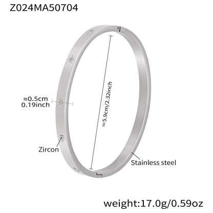 B廠【Z024】跨境新款簡約鈦鋼時尚鑲鑽素圈手鐲女歐美時尚女士手鐲手飾 25.07-2