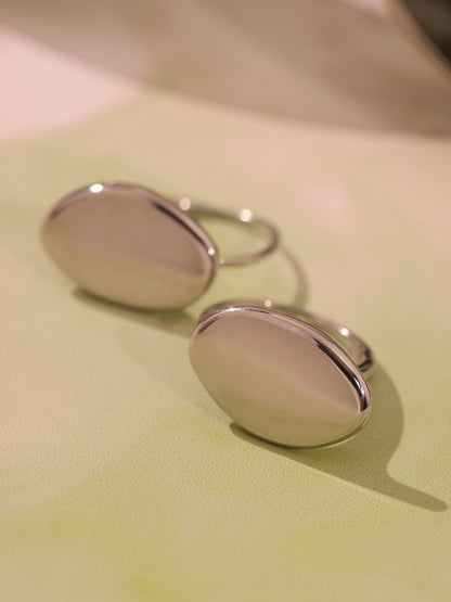 B廠【A723】歐美marka幾何橢圓片開口調節戒指不銹鋼金屬感食指戒飾品 25.05-1