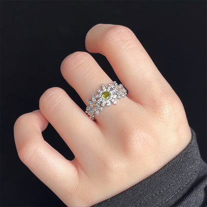 A廠【7499】時尚高級感厚鍍真金保色微鑲鋯石雛菊小花開口可調指環食指戒指
 26.04-3