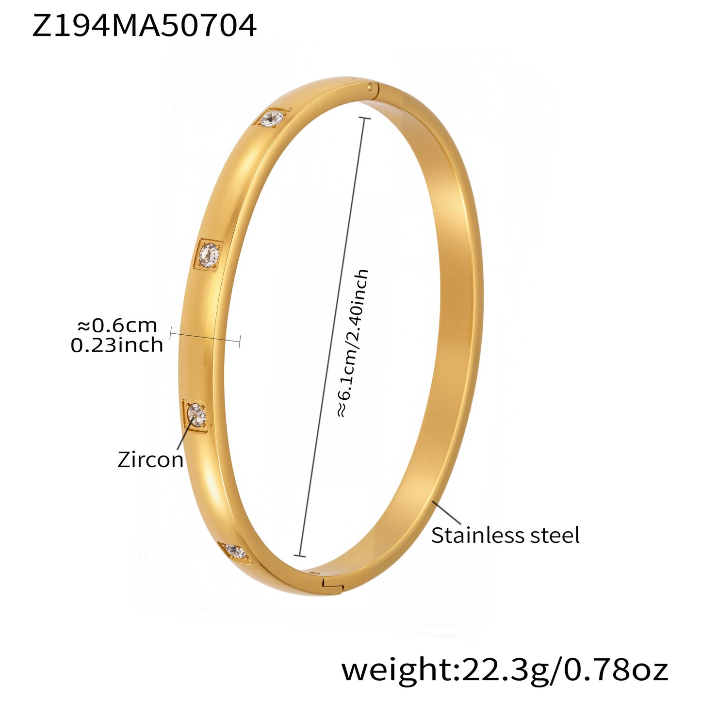 B廠【Z024】跨境新款簡約鈦鋼時尚鑲鑽素圈手鐲女歐美時尚女士手鐲手飾 25.07-2