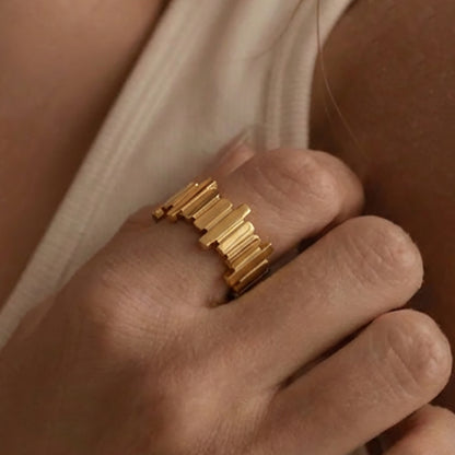 B廠【A314】歐美ins小眾設計不規則長條幾何開口戒指不鏽鋼鍍18k真金個性戒指
 26.01-1