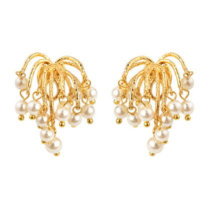 A廠【7372】法式復古長款流蘇煙火珍珠耳環925銀針時尚高級感新款耳飾 耳環女
 26.01-4