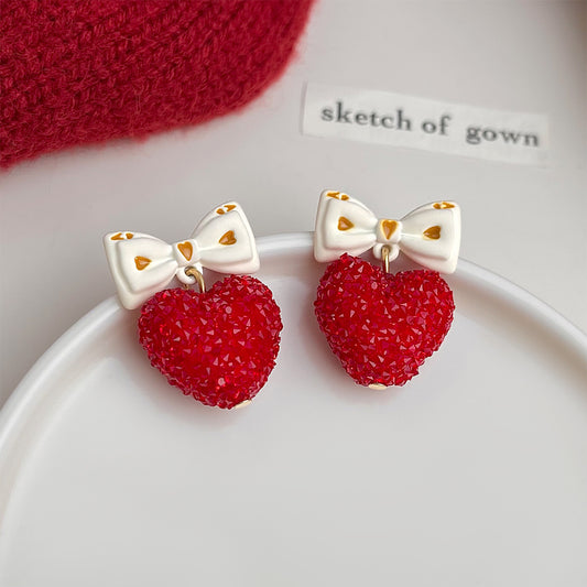 A廠【7377】清新甜美蝴蝶結愛心滿鑽很閃很亮可愛風新款耳環耳環飾品
 26.01-4