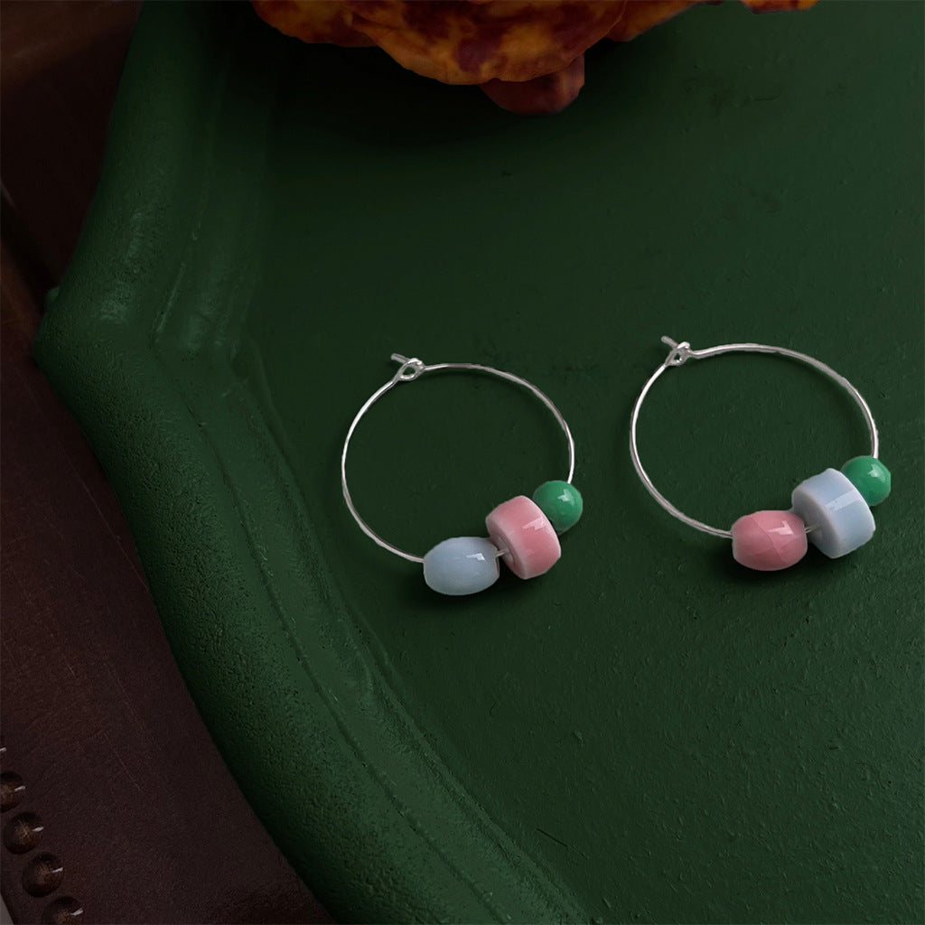 A廠【6457】民族風陶瓷手工耳飾原創設計簡約文藝釉景區耳環女
 26.07-4