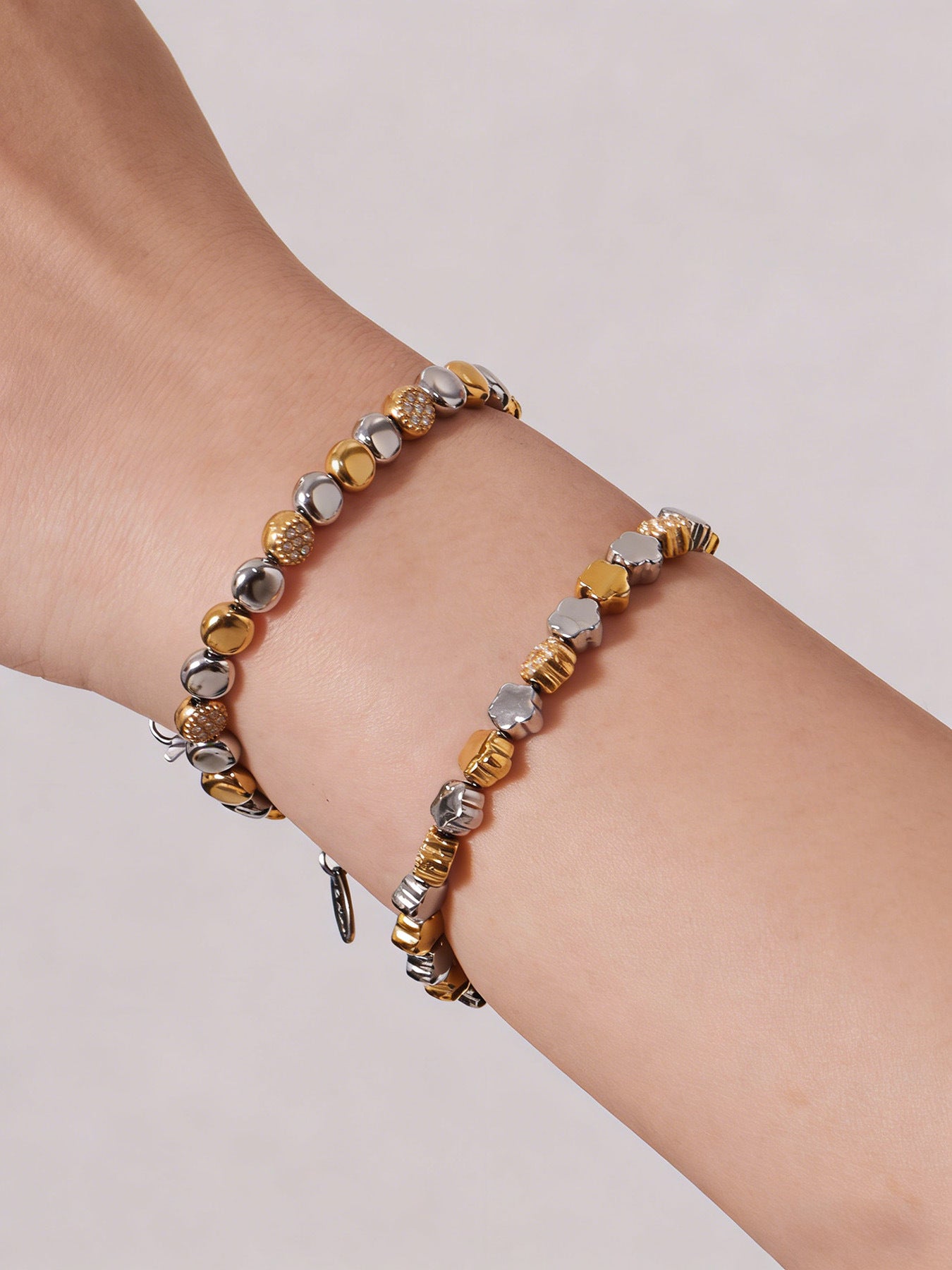 B廠【TXP102】歐美ins時尚小眾設計微鑲鋯石五角星拼色項鍊手鍊套裝不銹鋼飾品
 26.03-2