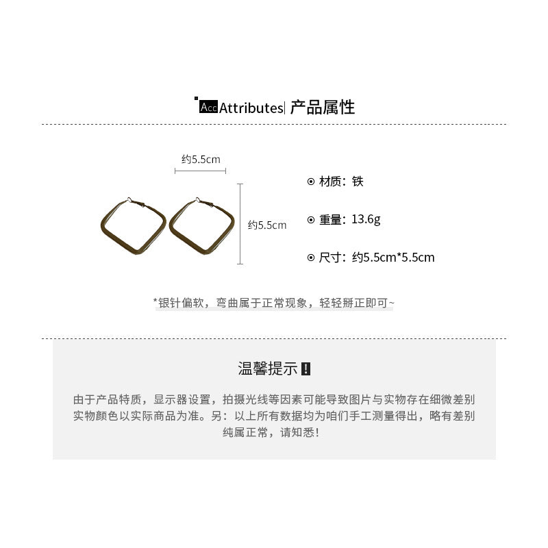 A廠【HE28690】925銀針噴漆方形菱形吊墜耳圈時尚簡約百搭氣質耳環小眾設計感耳飾女
 25.09-4
