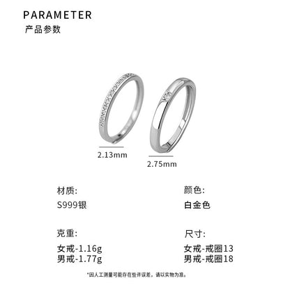 D廠【YC3833R】S999足銀高級感方形鋯石情侶對戒小眾設計戒指送女友指環 25.05-4